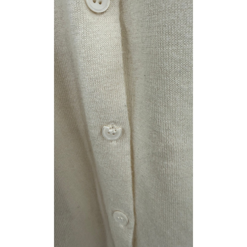 LOFT Ann Taylor Cream Button Front Cardigan Sweater Beige Crew Neck Medium - Picture 4 of 4
